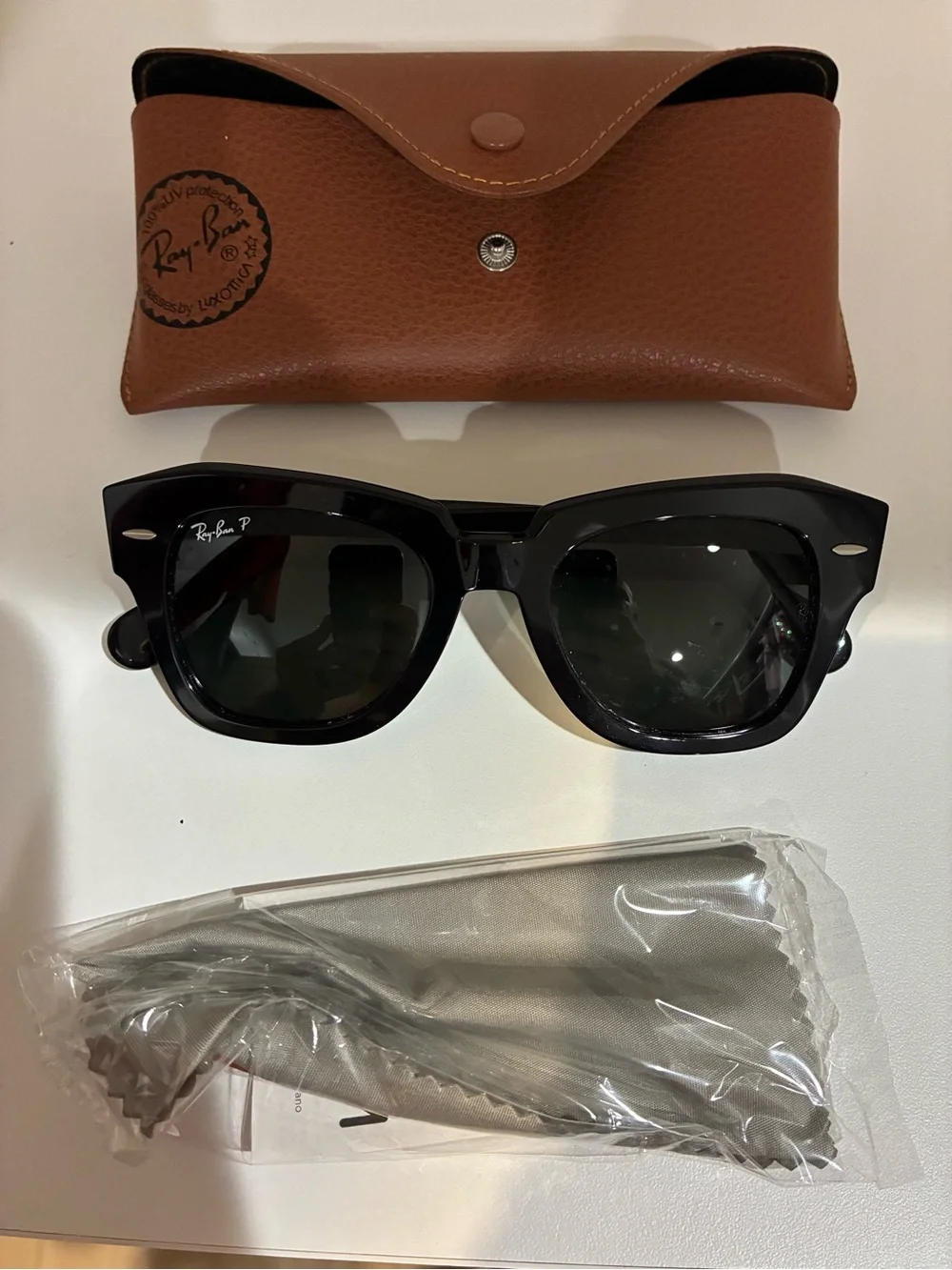 polished black Ray-Ban State Street RB2186 polarized sunglasses